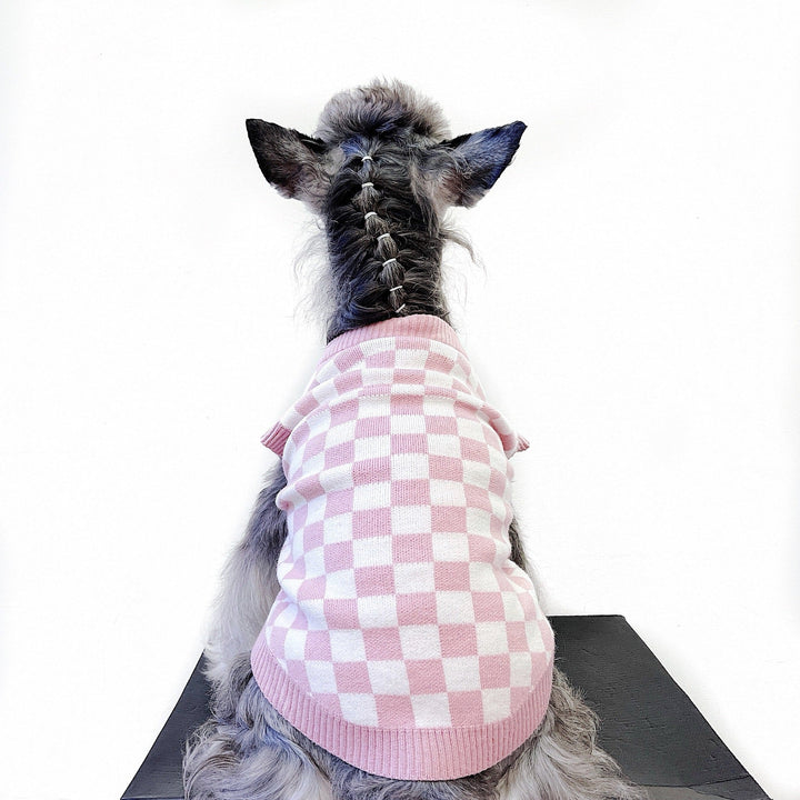 Enhance Your Pet's Wardrobe with the Girly Cute Checkerboard Vest Sweater