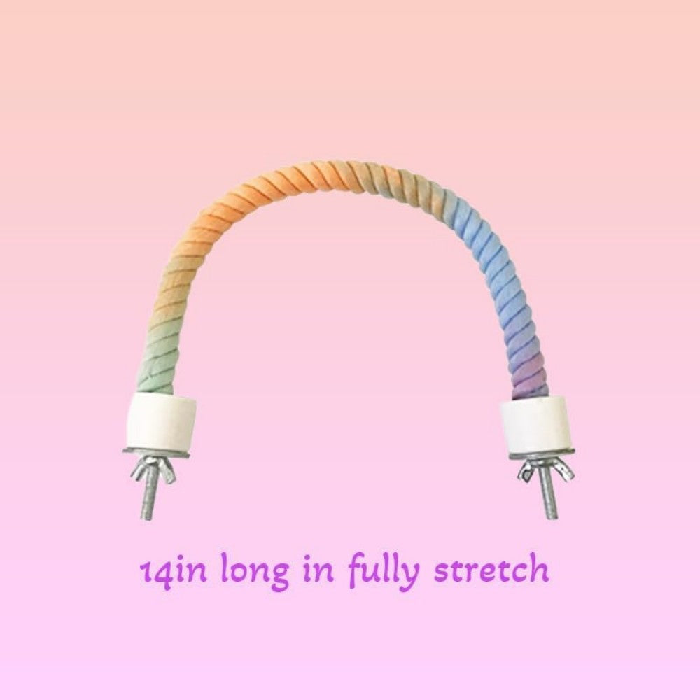 Gradient Colorful Rope Perch Stand For Birds