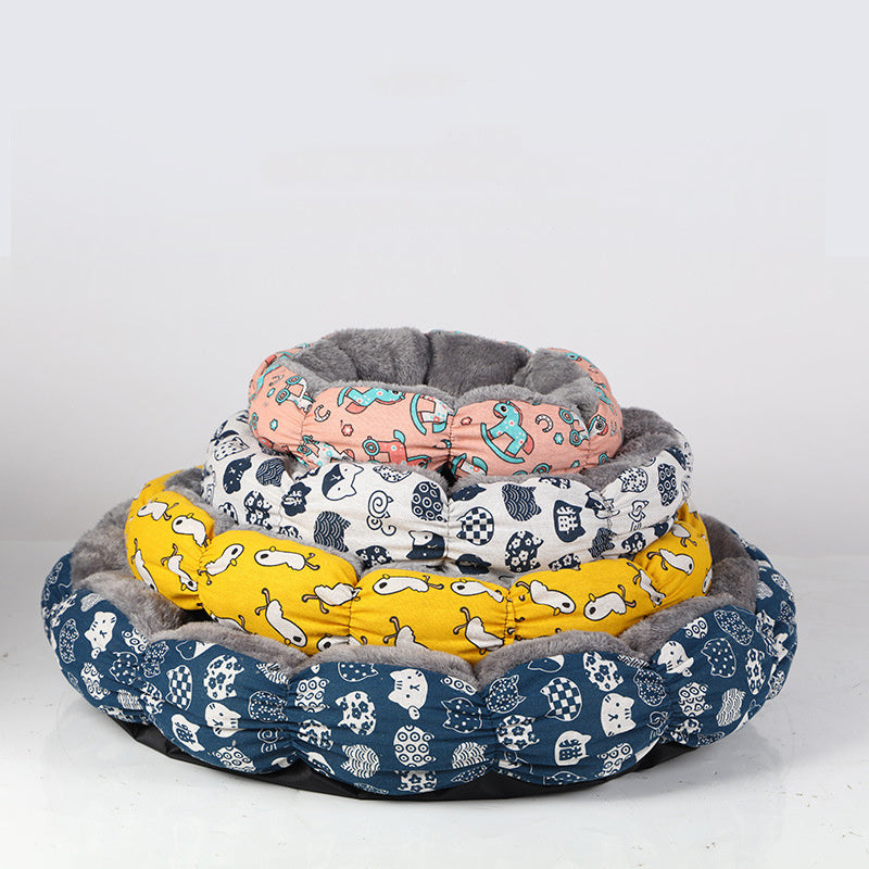 Calming Round Fluffy Pet Bed