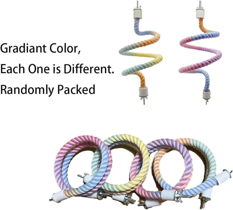 Gradient Colorful Rope Perch Stand For Birds