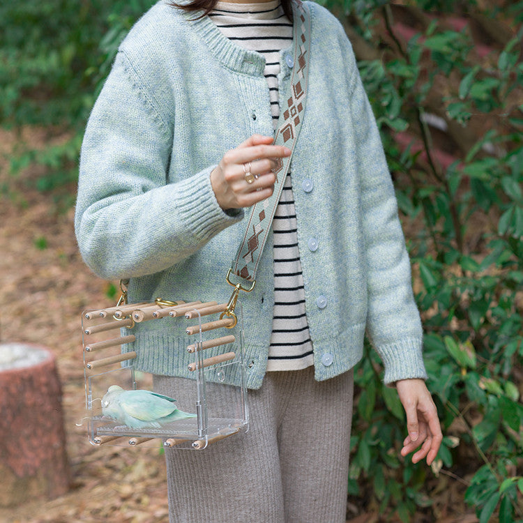 Full Transparent Bird Cage Log Acrylic Parrot