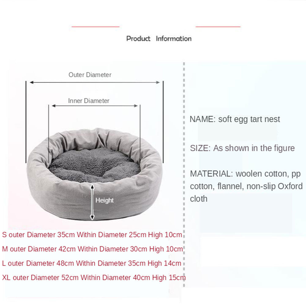 Pet Round Short Plush Bed