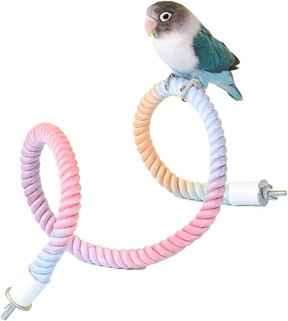 Gradient Colorful Rope Perch Stand For Birds