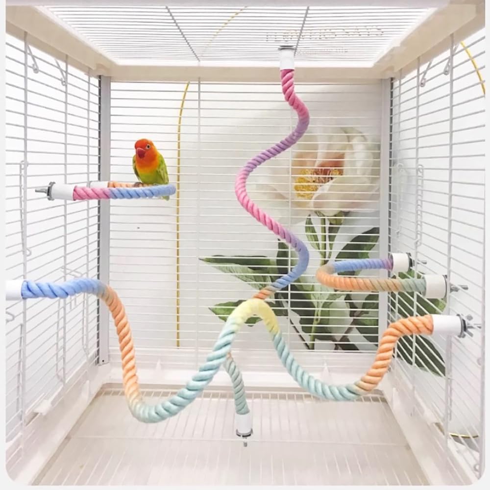 Gradient Colorful Rope Perch Stand For Birds