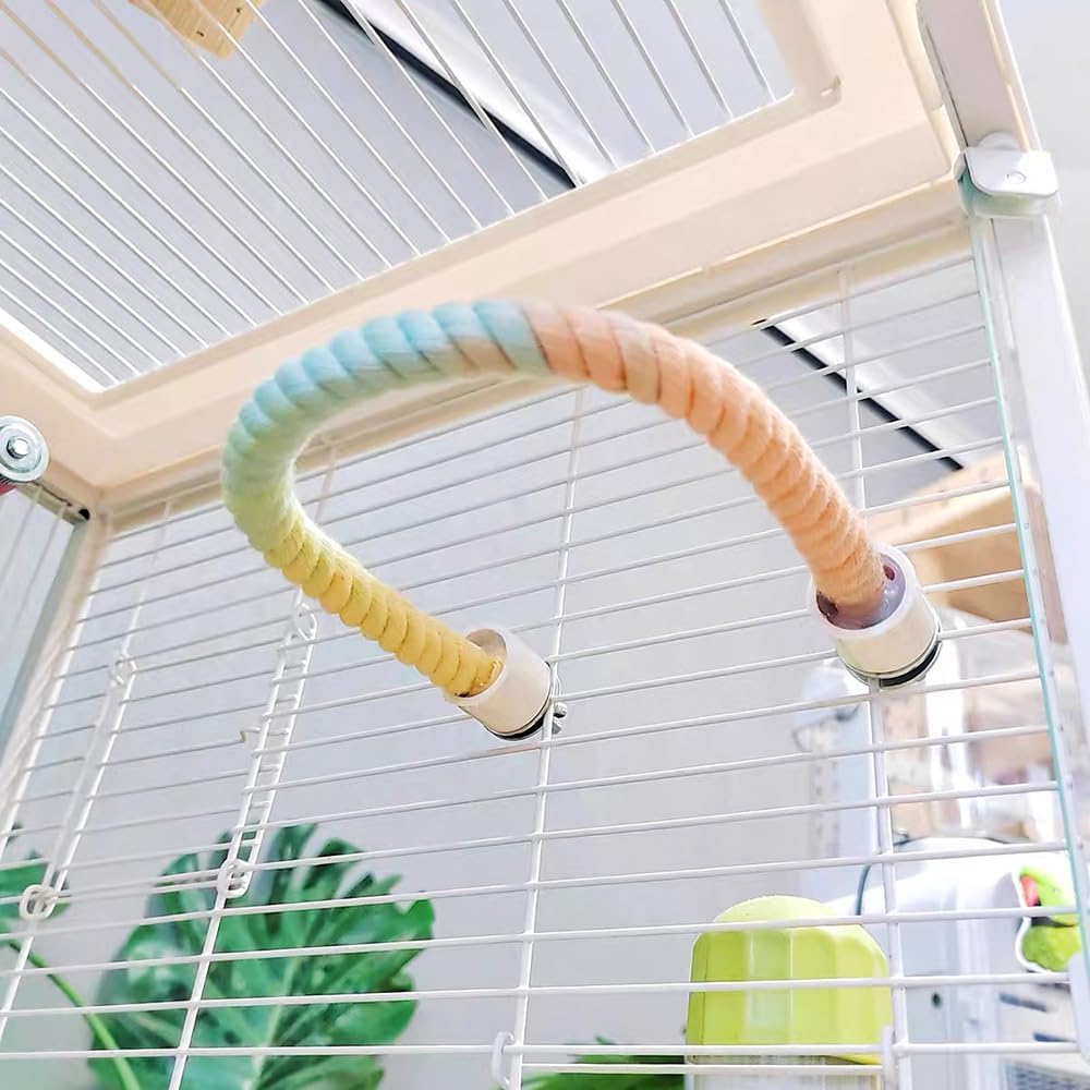 Gradient Colorful Rope Perch Stand For Birds